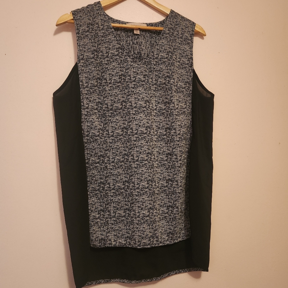Philosophy Republic Black White Colorblock High-Low Sleeveless Blouse L